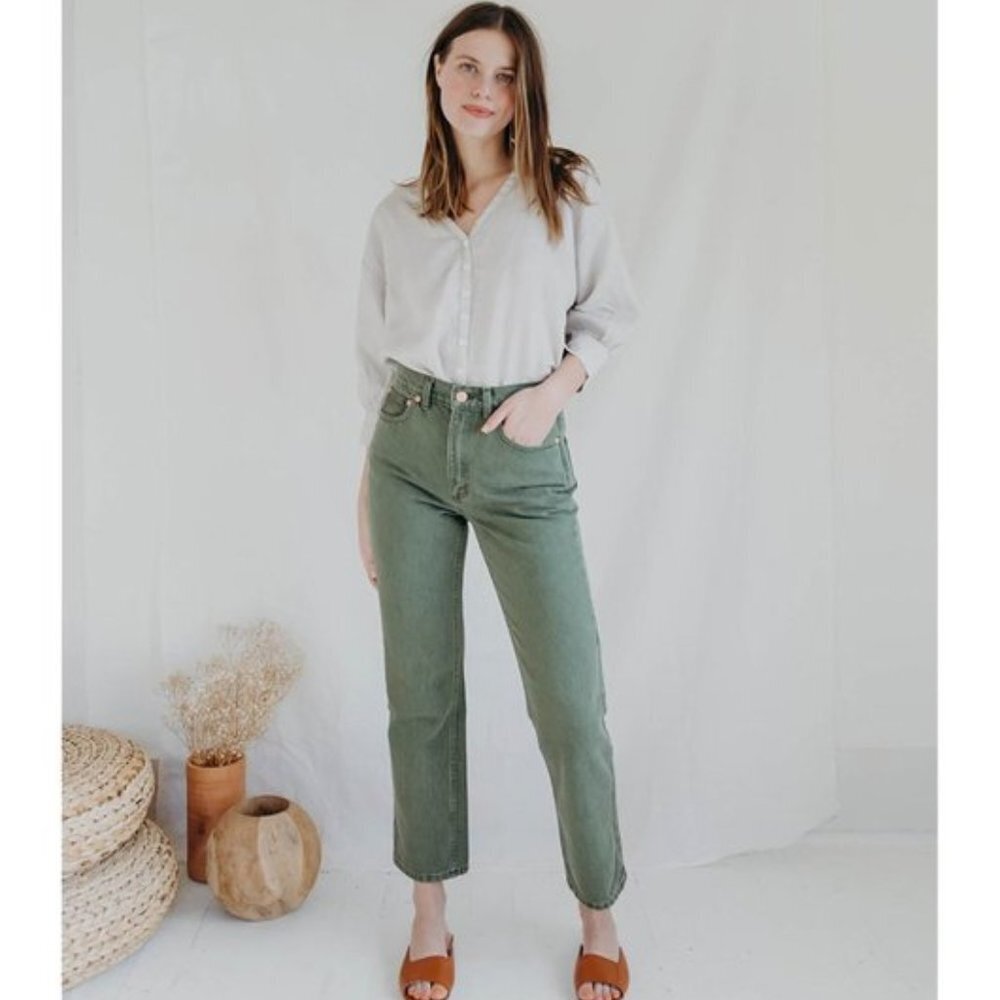 Esby Apparel Haley Jeans in Washed Olive 27